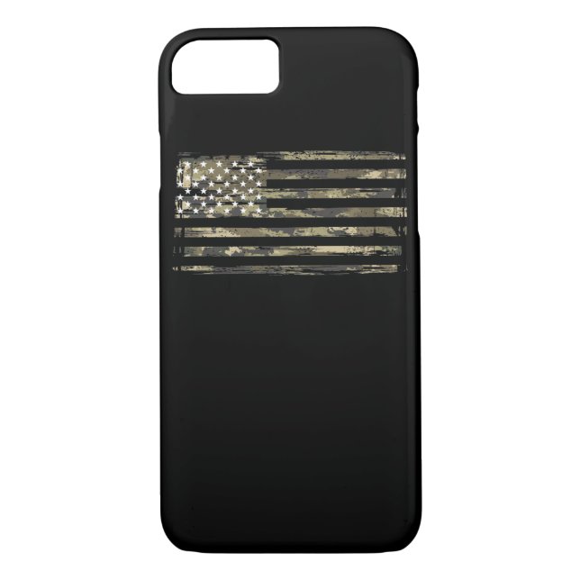 Funda De Case-Mate Para iPhone Veterano patriótico del camuflaje de la bandera (Reverso)