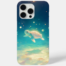Funda Para iPhone 15 Pro Max Viaje de tortugas a través de un mar iluminado por