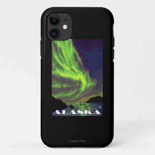 Funda Para iPhone 11 Viaje del vintage de la aurora boreal y de las