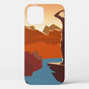 Funda Para iPhone 12 Viajero o explorador con mochila, de pie en t