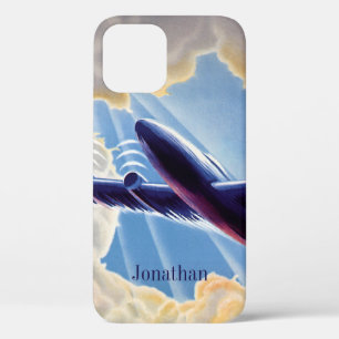 Funda Para iPhone 12 Viajes Antiguos, Avión Volando entre Nubes en el C