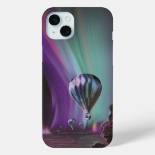 Funda Para iPhone 15 Mini Viajes de Júpiter por Auroras fuertes en globo aer