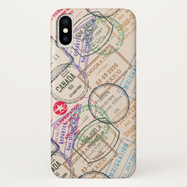 Funda De Case-Mate Para iPhone Viajes de sellos de pasaporte (Reverso)