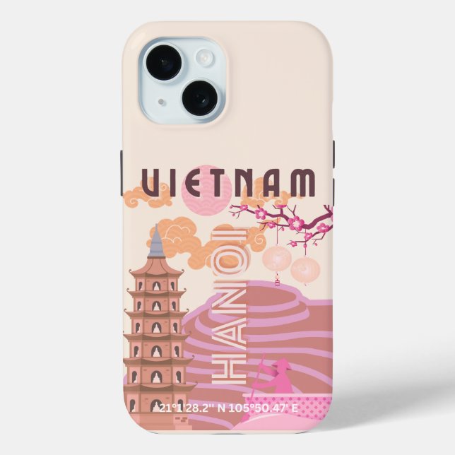 Funda De Case-Mate Para iPhone Viajes de Vietnam, retro (Reverso )