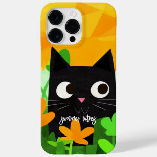 Funda Para iPhone 14 Pro Max De Case-Mate Vibes de verano personalizadas Gato negro floral l