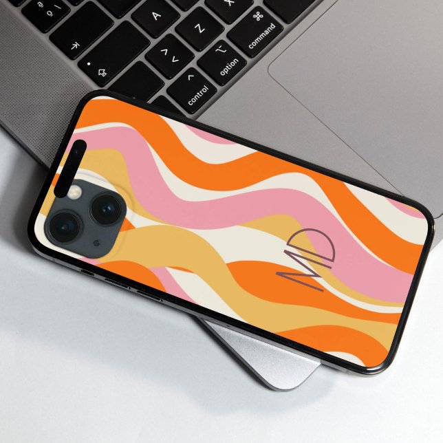 Funda De Case-Mate Para iPhone Vibra Retro 60s Rosas Naranja Abstracto (Subido por el creador)