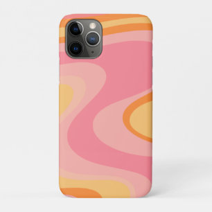 Funda Para iPhone 11 Pro Vibra Retro Abstracta Remolino 60s 70s Rosa y Nara
