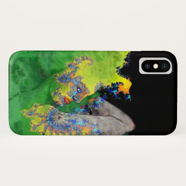 Funda De Case-Mate Para iPhone VIBRACIONES DE MATERIA / MUJER en fractales verdes (Reverso (horizontal))