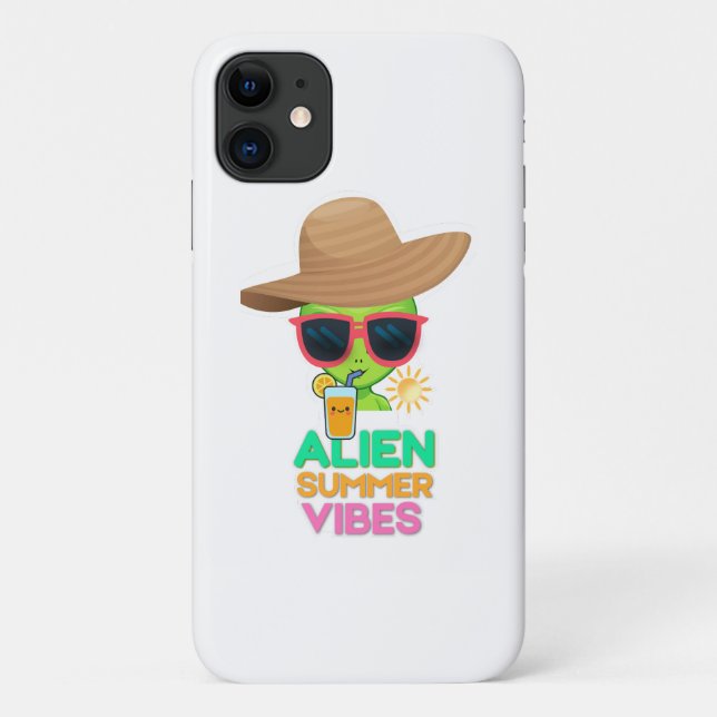 Funda De Case-Mate Para iPhone Vibraciones Retro de Verano de Playa Alien (Reverso)