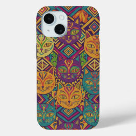 Funda Para iPhone 15 Vibrant Huichol Animal Spirit Phone Case