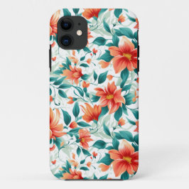 Funda Para iPhone 11 Vibrant Orange Floral Garden Pattern - Elegant Tea