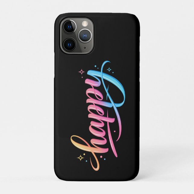 Funda De Case-Mate Para iPhone Vibrant Pastel Gradient HAPPY Typography - Modern  (Reverso)