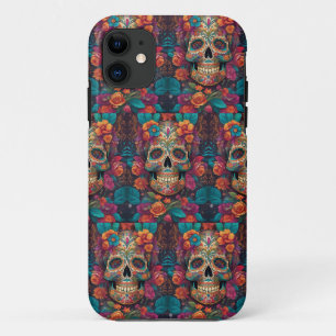 Funda Para iPhone 11 Vibrante celebración mexicana: Arte del cráneo del