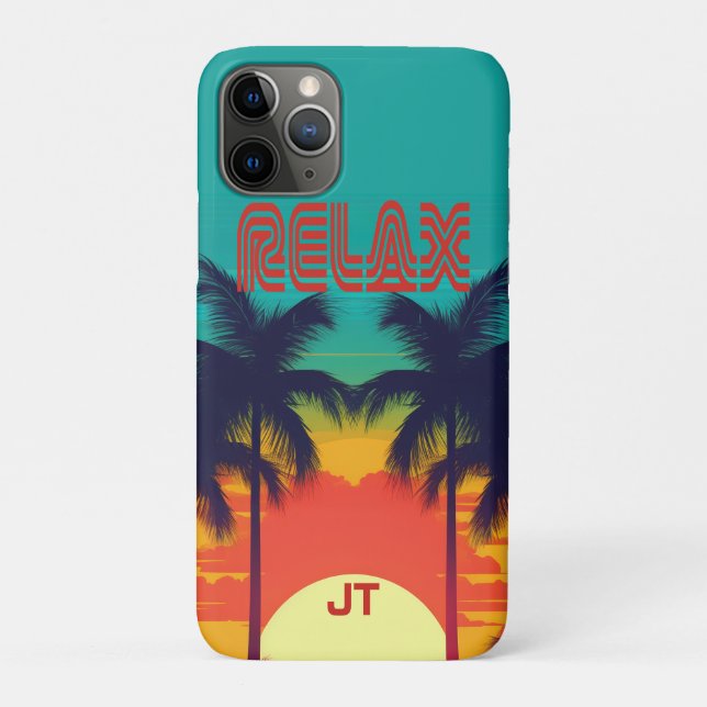 Funda De Case-Mate Para iPhone Vibrante estilo Trópico Sunset Retro 80 (Reverso)