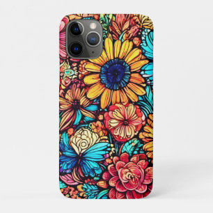 Funda Para iPhone 11 Pro Vibrante explosión de Doodle Floral