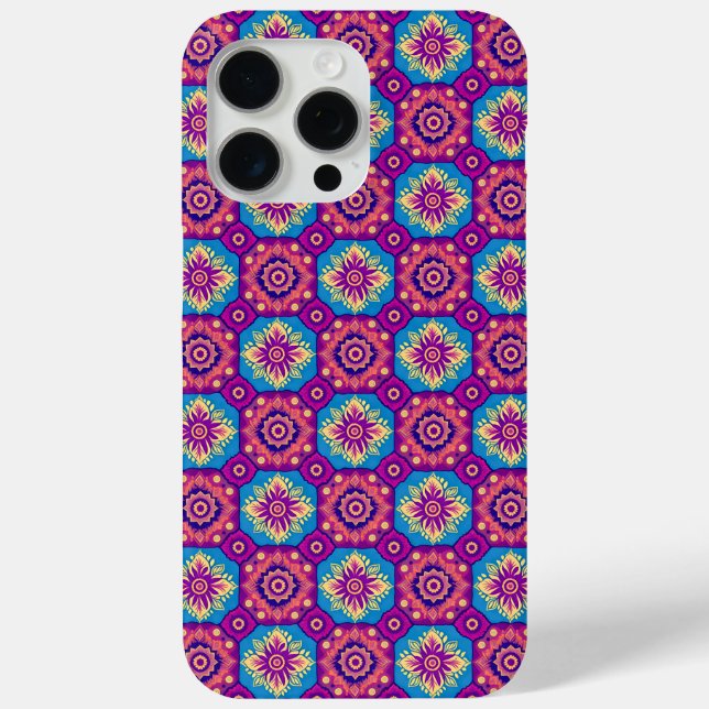 Funda De Case-Mate Para iPhone Vibrante Moda Boho Mandala Patrón floral (Reverso )