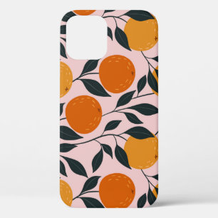 Funda Para iPhone 12 Vibrante Naranja Citrus Patrón sin soldadura