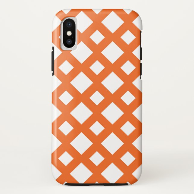 Funda De Case-Mate Para iPhone Vibrante Naranja de Entramado en Blanco (Reverso)