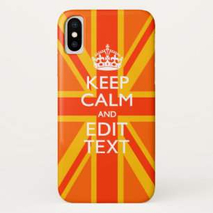 Funda Para iPhone X Vibrante Naranja Mantenga la calma en su texto Uni
