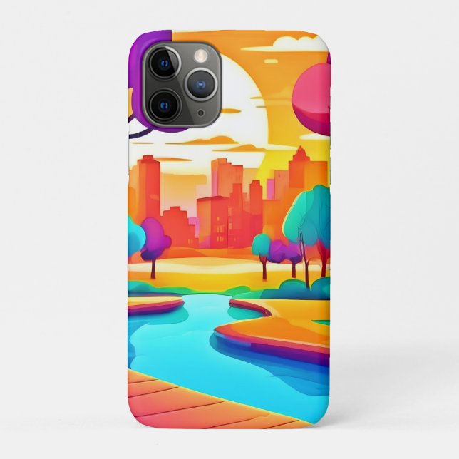 Funda De Case-Mate Para iPhone Vibrante parque de la ciudad al atardecer (Reverso)