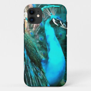 Funda Para iPhone 11 Vibrante Pavo Real Azul Con Cola Avalada