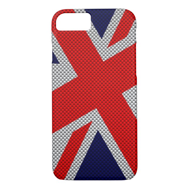 Funda De Case-Mate Para iPhone Vibrante Union Jack on Carbon Fiber Style Print (Reverso)