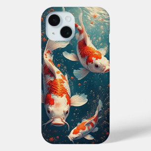 Funda Para iPhone 15 Vibrantes carpas koi nadando