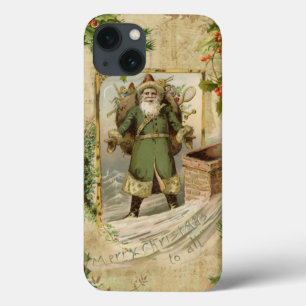 Funda Para iPhone 13 Victoriano Padre Navidad Floral Ephemera