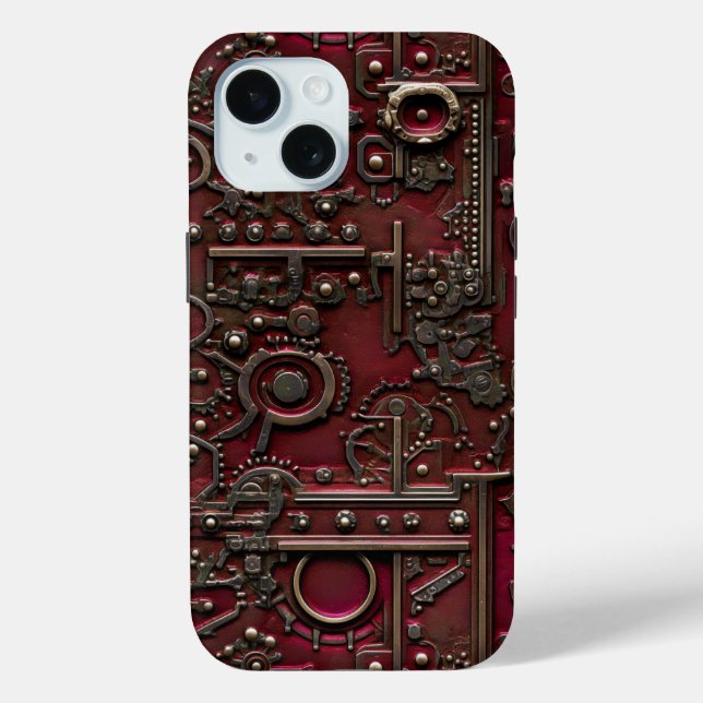 Funda De Case-Mate Para iPhone Victoriano Steampunk Gear Burgundy Red (Reverso )