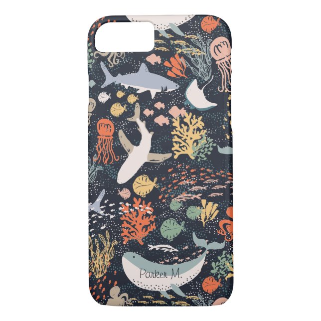 Funda De Case-Mate Para iPhone Vida marina personalizada del | (Reverso)