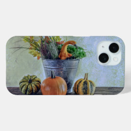 Funda Para iPhone 15 Vida residual del otoño con calabazas, flores