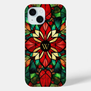 Funda Para iPhone 15 Vidrio de Navidad Estampado con Monograma Personal
