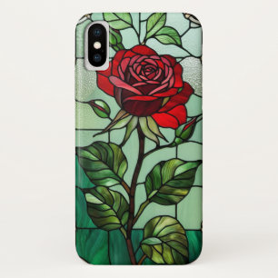 Funda Para iPhone X Vidrio de rosa roja