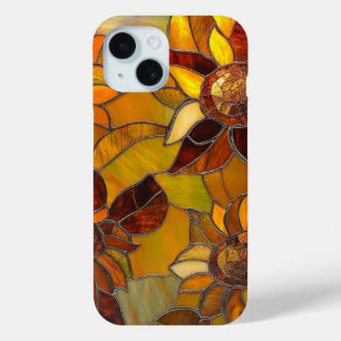 Funda Para iPhone 15 Vidrio Manchado Arte De Girasol Para Los Amantes D