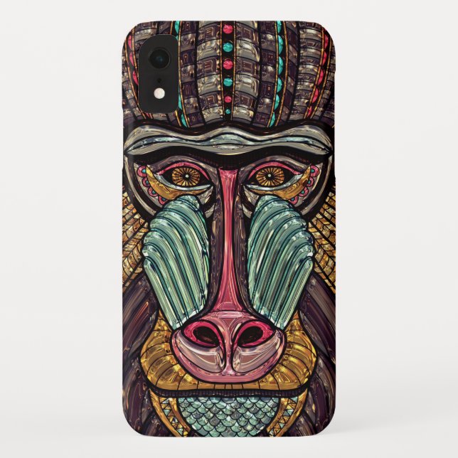Funda De Case-Mate Para iPhone Vidrio tendido pinta de babuino arte animal africa (Reverso)