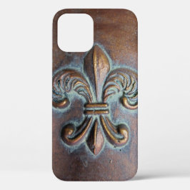 Funda Para iPhone 12 Vieja Fleur De Lis, Con Aspecto De Cobre Impreso