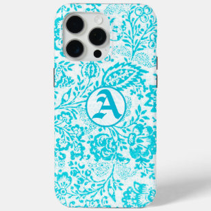 Funda Para iPhone 15 Pro Max Viejo Aqua Turquoise Damask iPhone personalizado