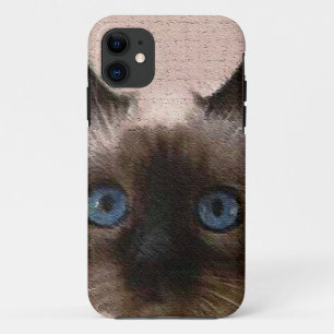 Funda Para iPhone 11 viejo del crujido del gato siamés envejecido