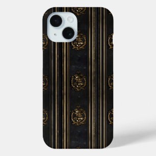 Funda Para iPhone 15 Viejo Patrón Elegante de Oro