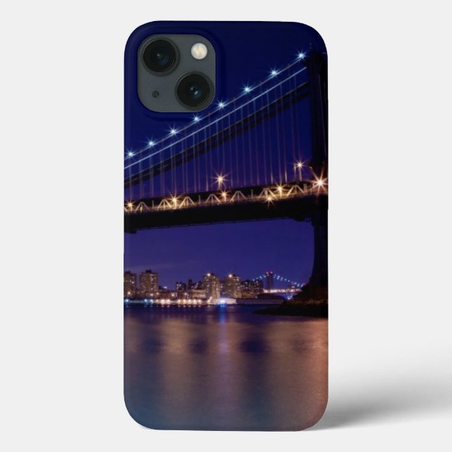 Funda De Case-Mate Para iPhone View of Manhattan bridge at night (Reverso)