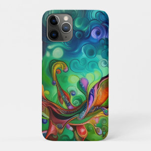 Funda Para iPhone 11 Pro Viñas y burbujas torcidas de colores Resumen