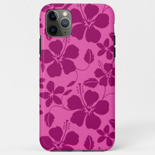 FUNDA PARA iPhone 11 PRO MAX VINO TINTO BURGUNDY CON DISEÑO HULA HAWAIANO (HIBI