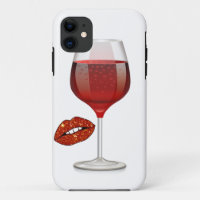 vino y lápiz de labios