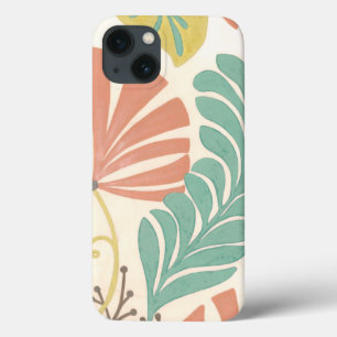 Funda Para iPhone 13 Vinos y hojas de la flor pastel sobre fondo crema