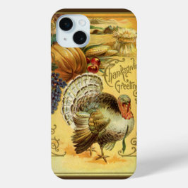 Funda Para iPhone 15 Mini Vintage Acción de Gracias con Turquía