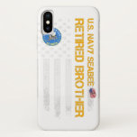 Funda Para iPhone X Vintage American Flag US Navy Seabee Proud Gift<br><div class="desc">Vintage American Flag US Navy Seabee Proud Gift</div>