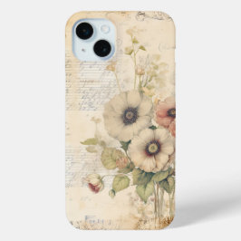 Funda Para iPhone 15 Mini Vintage Antique Flowers Floral Junk Journal 