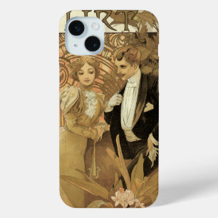 Funda Para iPhone 15 Mini Vintage Art Nouveau Flirt Biscuits, Alphonse Mucha