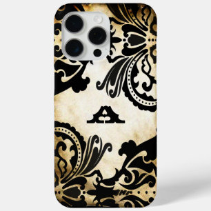 Funda Para iPhone 15 Pro Max Vintage Black Damask Personalized iPhone