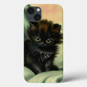 Funda Para iPhone 13 Vintage Black Kitten Ilustracion
